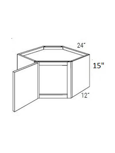 Bay Shaker Grey 15″H  Single Door Wall Diagonal Corner Cabinet