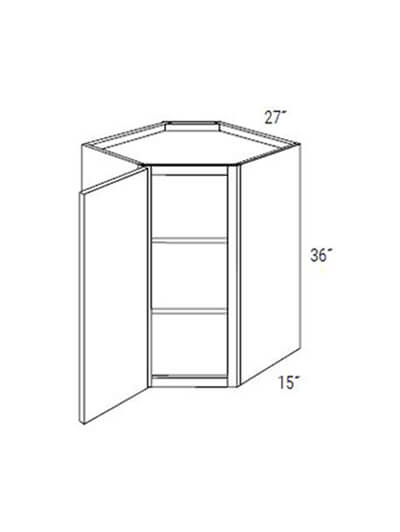 Bay Shaker White 36″H  Single Door Wall Diagonal Corner Cabinet