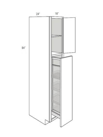 Bay Shaker Light Grey 18×24 Double Door Tall Pantry Cabinet with 1 Pull Out