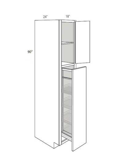 Bay Shaker Light Grey 18×24 Double Door Tall Pantry Cabinet with 1 Pull Out