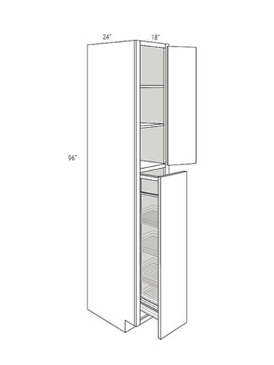 Bay Shaker Light Grey 18×24 Double Door Tall Pantry Cabinet with 1 Pull Out