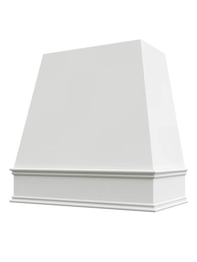 Raleigh – 48″ Tapered Classic Molding Smooth Shaker White Hood