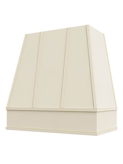 Raleigh – 36″ Tapered Block Molding Strapped Casselberry Antique White Hood