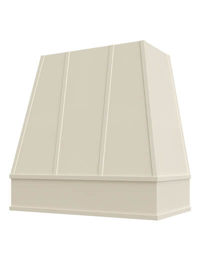 Raleigh – 30″ Tapered Block Molding Strapped Shaker Antique White Hood