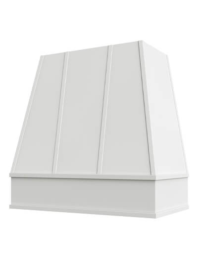Raleigh – 30″ Tapered Block Molding Strapped Shaker White Hood
