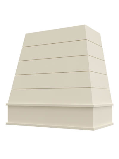 Raleigh – 48″ Tapered Block Molding Shiplap Shaker Antique White Hood
