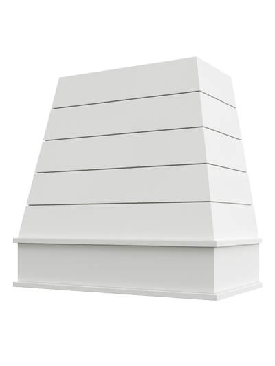 Raleigh – 42″ Tapered Block Molding Shiplap Shaker White Hood