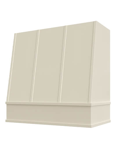 Wilmington – 42″ Angled Block Molding Strapped Shaker Antique White Hood