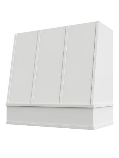 Wilmington – 48″ Angled Block Molding Strapped Shaker White Hood