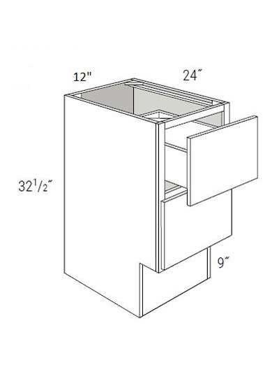 Bay Shaker White 12″ Two Drawer Base Cabinet ADA