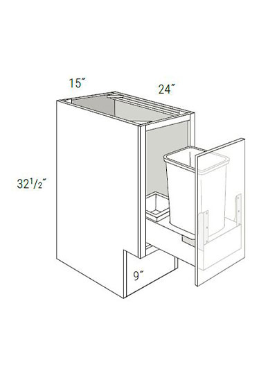 Bay Shaker White 15″ Single Door Base Cabinet ADA with Soft-Close Trash Pullout