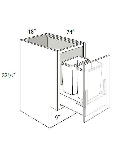 Bay Shaker White 18″ Single Door Base Cabinet ADA with Soft-Close Trash Pullout