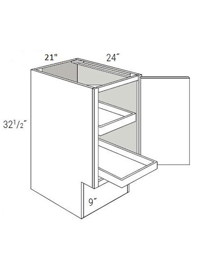 Bay Shaker White 21″ Single Door, Full-Height Base Cabinet ADA with 2 Soft-Close Rollout Trays