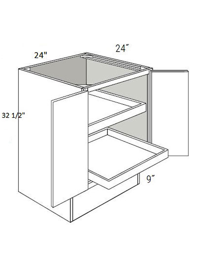 Bay Shaker White 24″ Double Door, Full-Height Base Cabinet ADA with 2 Soft-Close Rollout Trays