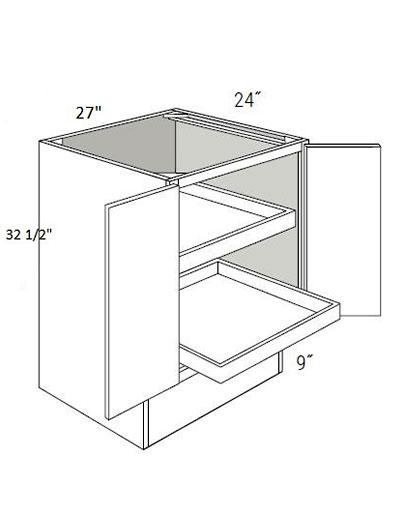 Bay Shaker White 27″ Double Door, Full-Height Base Cabinet ADA with 2 Soft-Close Rollout Trays