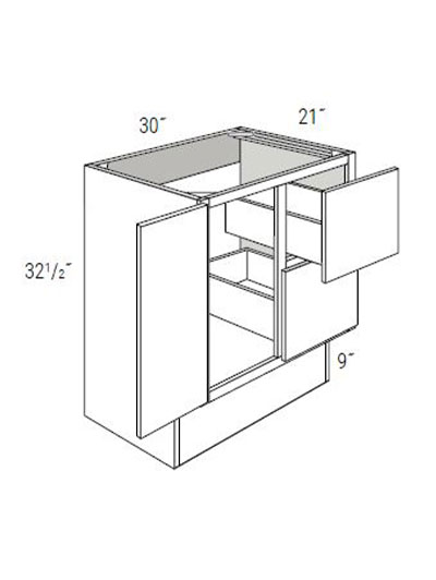 Bay Shaker White 30″ Single Door, Double Left Drawer Vanity ADA