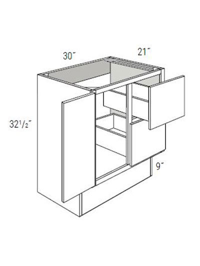 Bay Shaker White 30″ Single Door, Double Right Drawer Vanity ADA