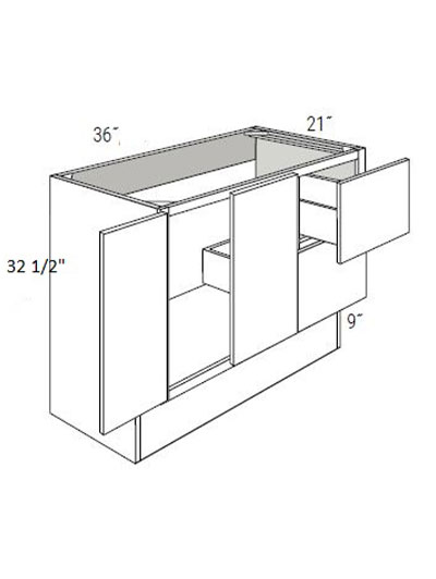 Bay Shaker White 36″ Double Door, Double Right Drawer Vanity ADA