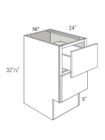 Bay Shaker White 36″ Two Drawer Base Cabinet ADA