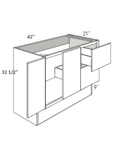 Bay Shaker White 42″ Double Door, Double Right Drawer Vanity ADA