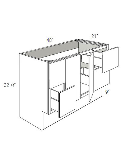 Bay Shaker White 48″ Double Door, Four Drawer Vanity ADA