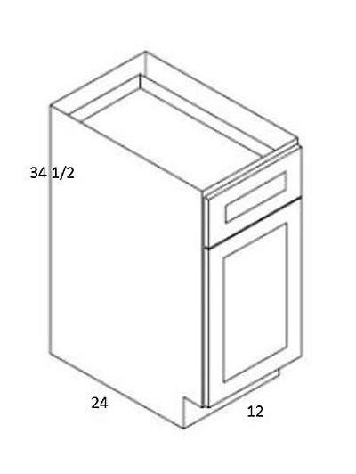Rockport Grey 12″ Single Door, Single Drawer Base Cabinet