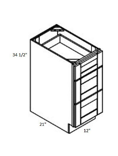 Rockport Grey 12″ Three Drawer Vanity Base Cabinet