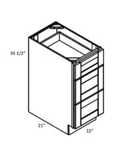 Rockport White 15″ Three Drawer Vanity Base Cabinet