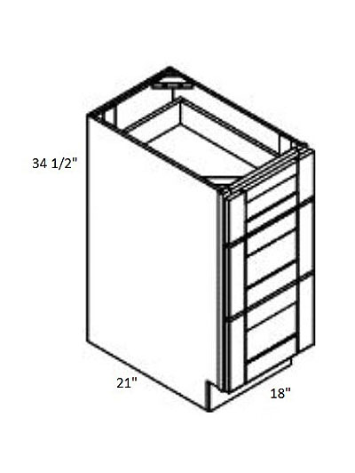 Pristine White Shaker 18″ Three Drawer Vanity Base Cabinet