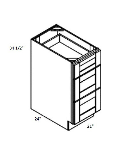 Pristine White Shaker 21″ Three Drawer Base