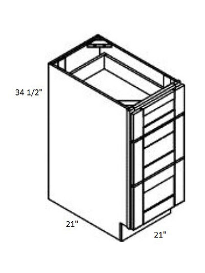 Pristine White Shaker 21″ Three Drawer Vanity Base Cabinet