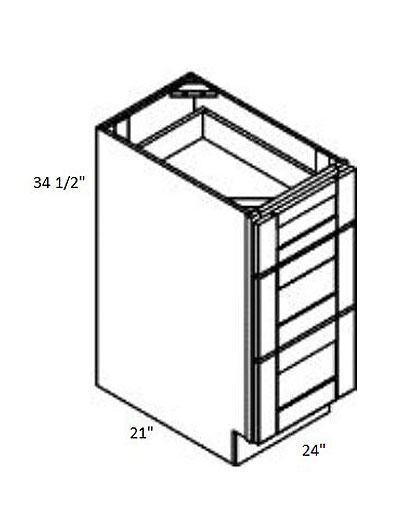 Pristine White Shaker 24″ Three Drawer Vanity Base Cabinet