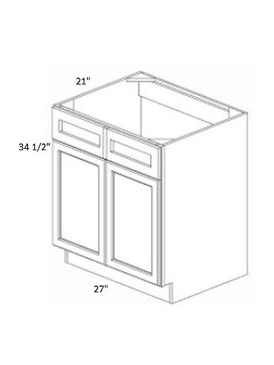 Pristine White Shaker 27″ Double Door  Vanity Base Cabinet