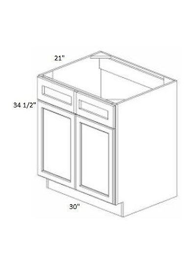 Pristine White Shaker 30″ Double Door  Vanity Base Cabinet