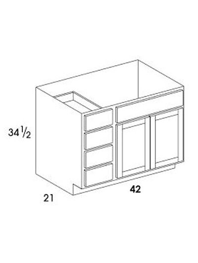 Rockport Grey 42″ Double Door Vanity Combo, Four Drawers Right