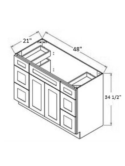 Rockport Grey 48″ Double Door Vanity Combo, Three Drawers Each Side, Center Sink