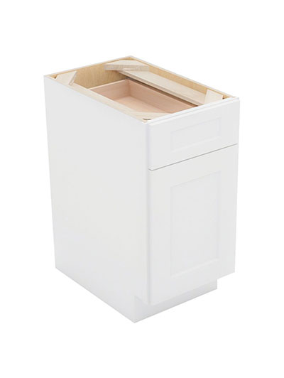 Shaker White B15 Single Drawer Single Door Base Cabinet Closed