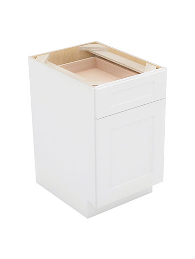 Shaker White B18 Single Drawer Single Door Base Cabinet Closed