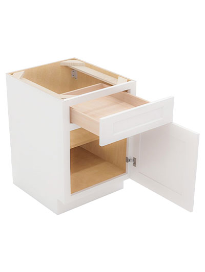 WS-B21: Shaker White 21″ Single Drawer Single Door Base Cabinet