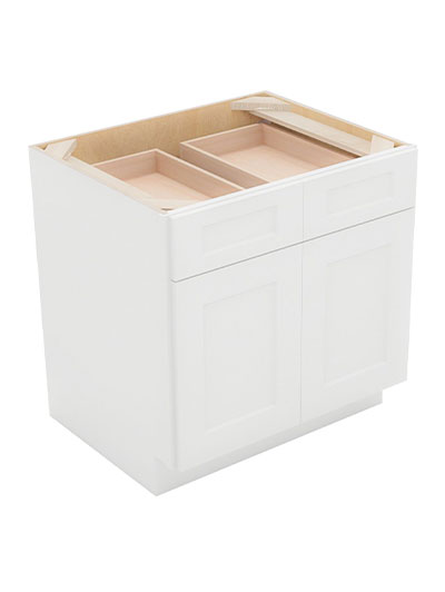 Shaker White B30 Double Door Double Drawer Cabinet Closed