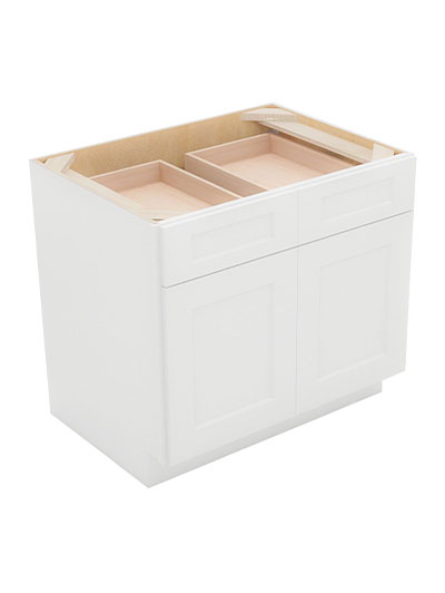 Shaker White B33 Double Door Double Drawer Cabinet Closed