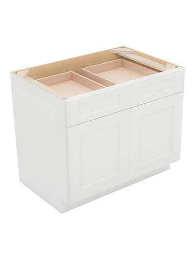 Shaker White B36 Double Door Double Drawer Cabinet Closed