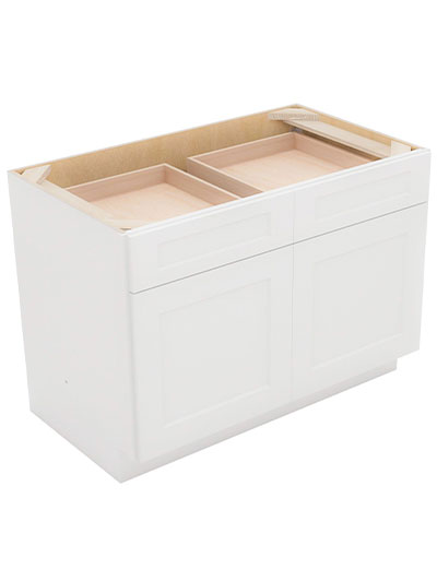 Shaker White B42 Double Door Double Drawer Cabinet Closed