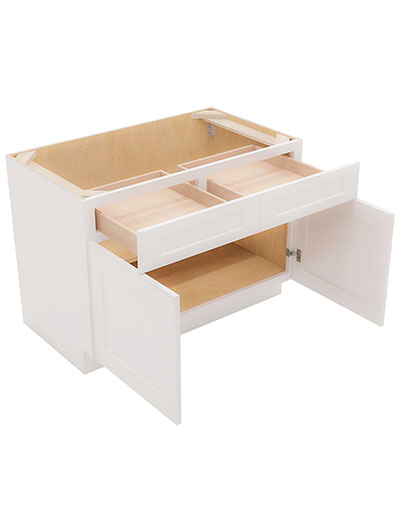 WS-B42: Shaker White 42″ Double Door Double Drawer Cabinet