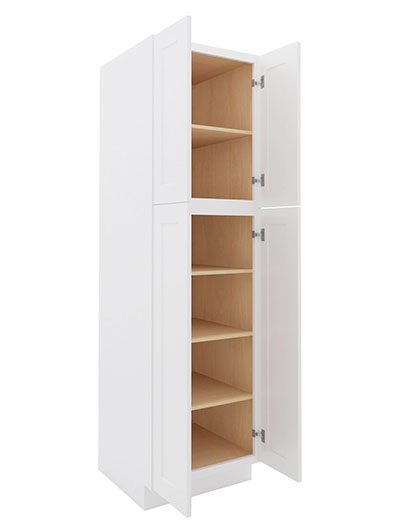 WS-U248424: Shaker White 24″ Utility Cabinet Four Doors 84″ H