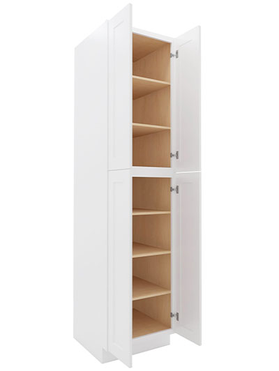 WS-U249624: Shaker White 24″ Utility Cabinet Four Doors 96″ H