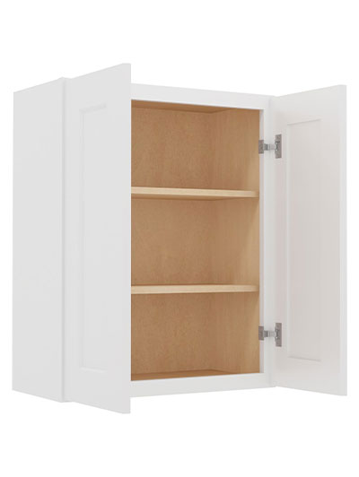 WS-W2430: Shaker White 24″ Double Door 30″ High Wall Cabinet