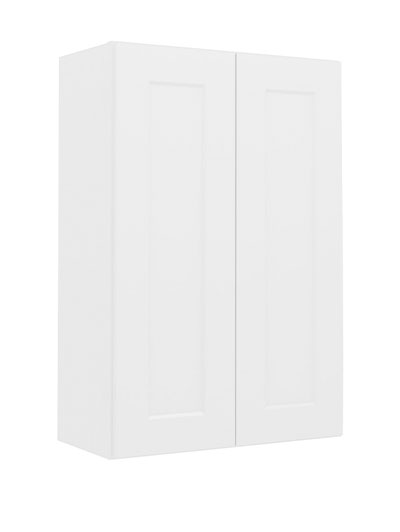 Shaker White W2436 Double Door Wall Cabinet Closed
