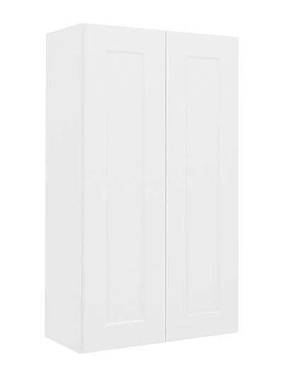Shaker White W2442 Double Door Wall Cabinet Closed