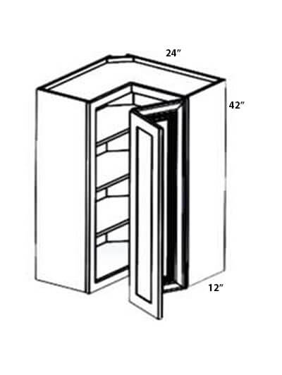 Double Shaker White 24×42 Easy Reach Corner Wall Cabinet